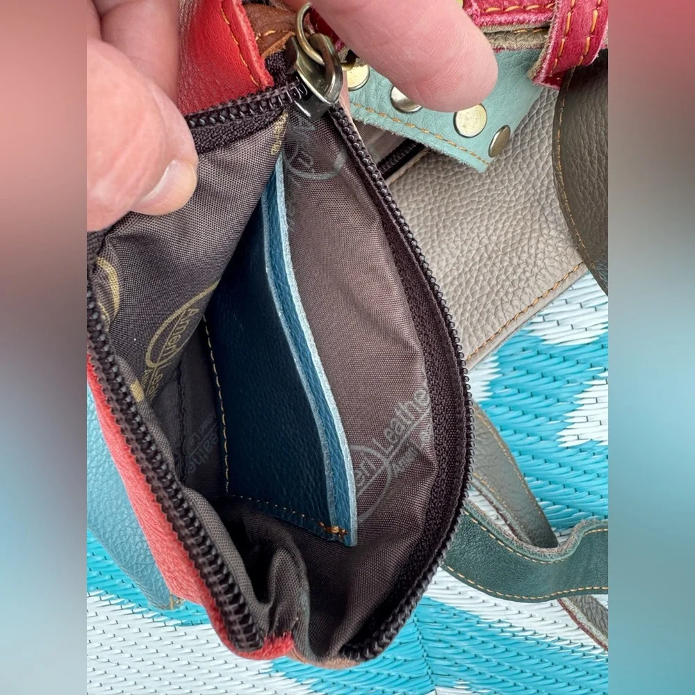 Amerileather Patchwork boho stud hippie leather purse - Picture 16 of 16